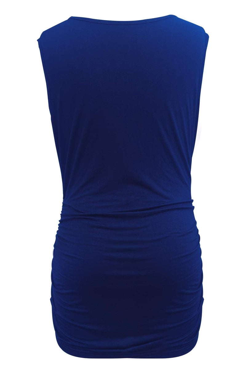 Smallshow Women's Maternity Tank Tops Sleeveless Ruched Pregnancy Clothes Black/Navy/Wine Medium 3-Pack - Image 4